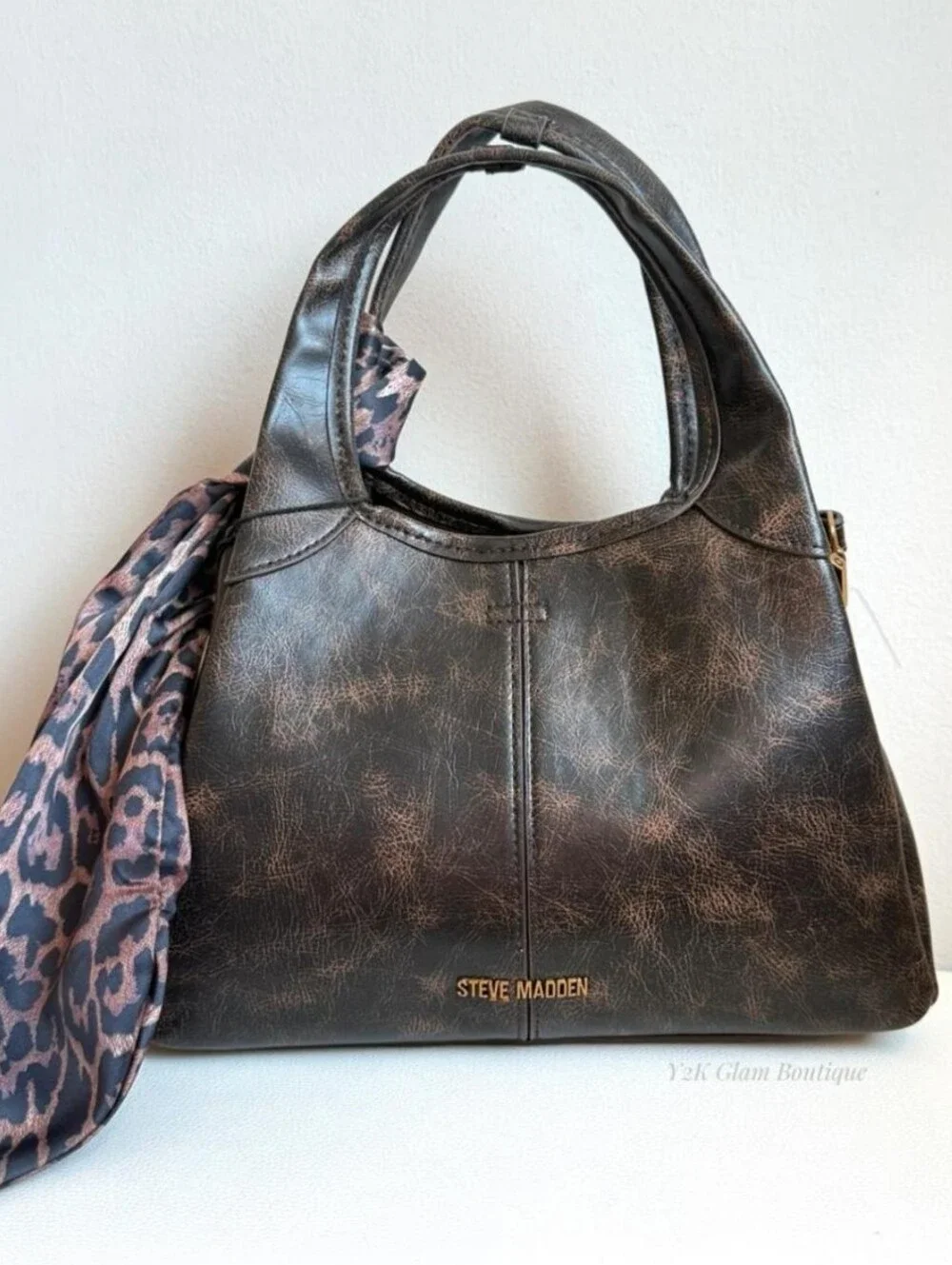 Steve Madden Brown Distressed Leather Tote Bag